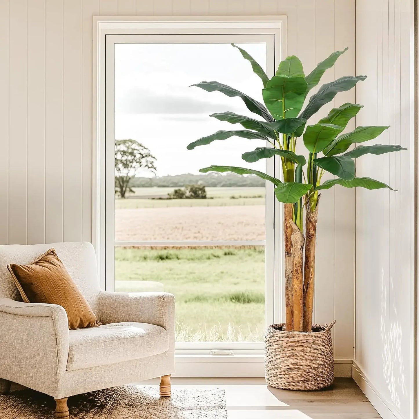 HiMISS Artificial Banana Tree In Planter For Home And Office Decor