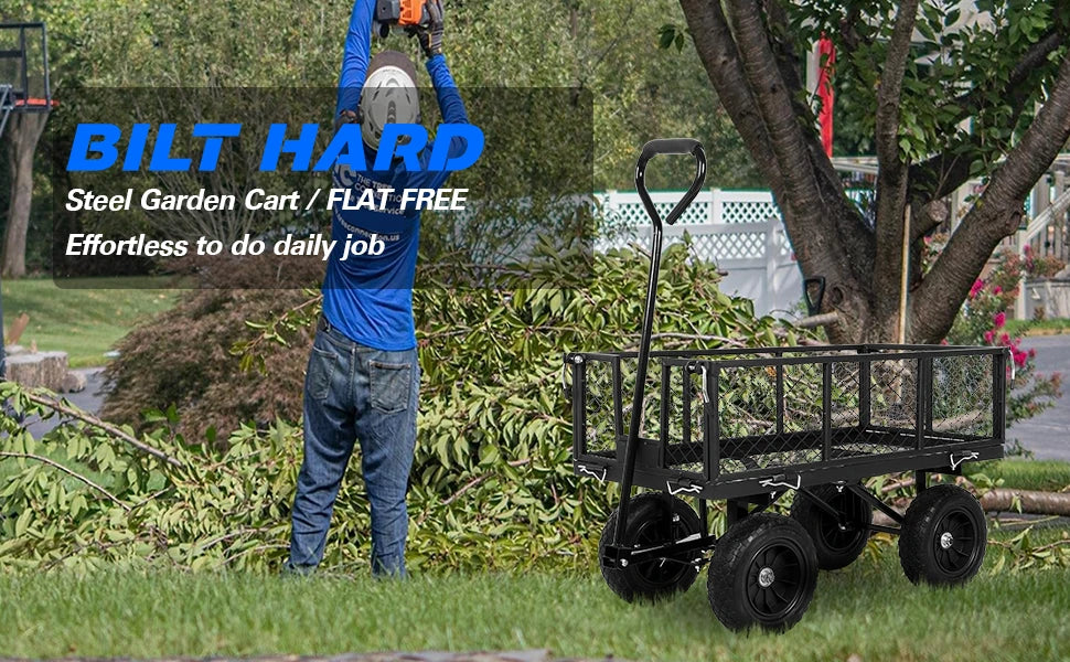 Bilt Hard 400 Lb Flat Free Tire Steel Garden CartPro