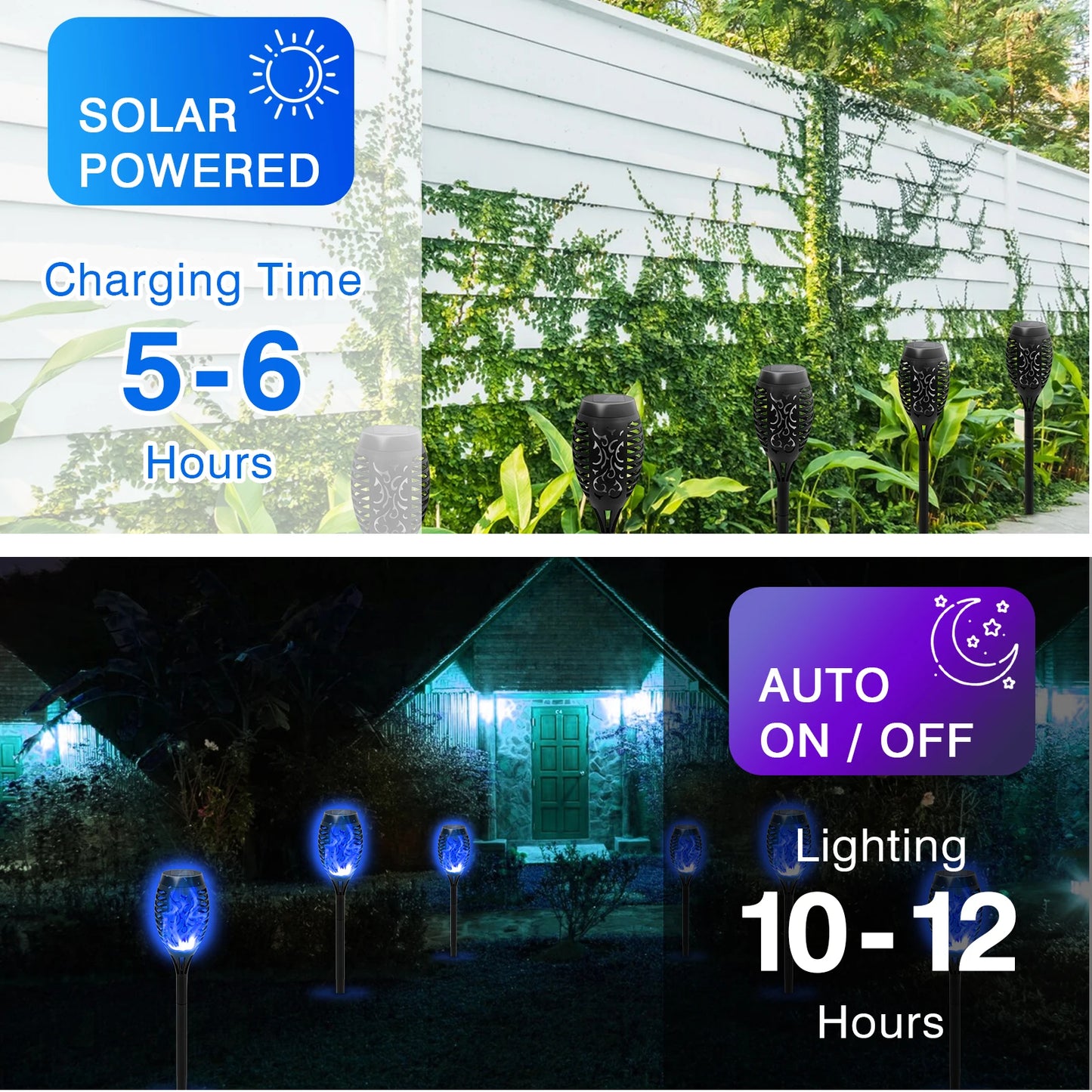8 Pack Solar Torch Lights Flickering Flame Outdoor Waterproof Garden Decor