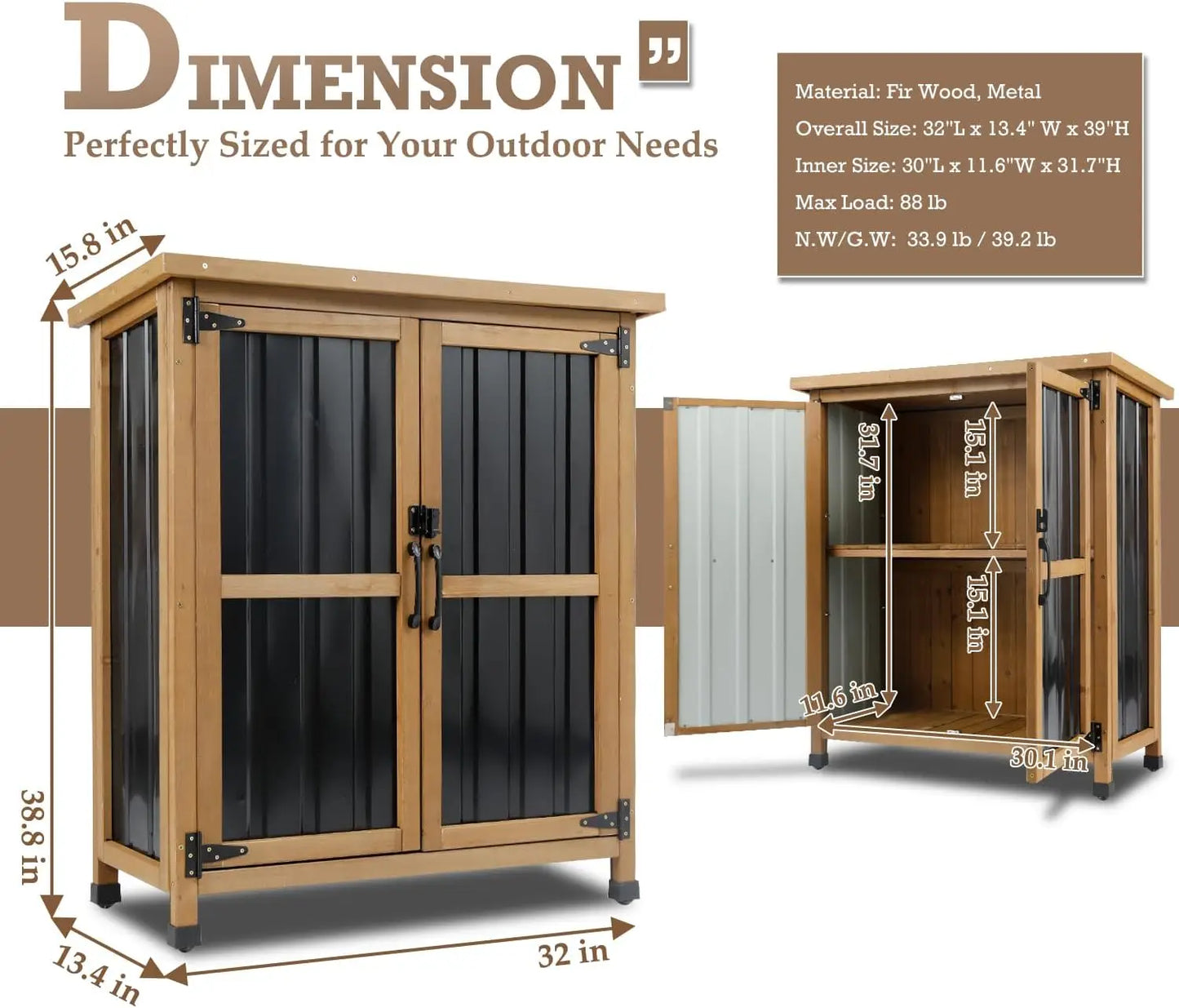 PetsCosset Outdoor Storage Shed For Garden Tools And Supplies