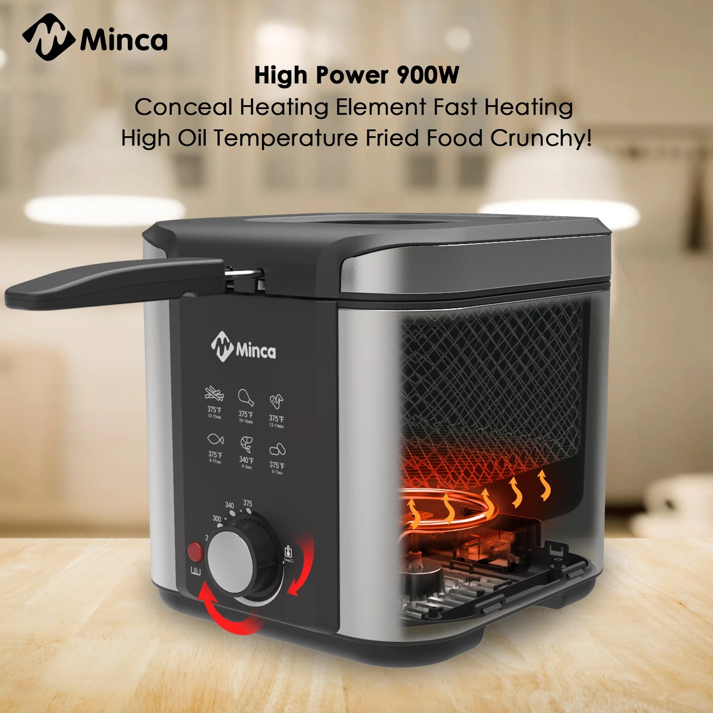 M Minca Electric Deep Fryer With Viewing Window Adjustable Temperature