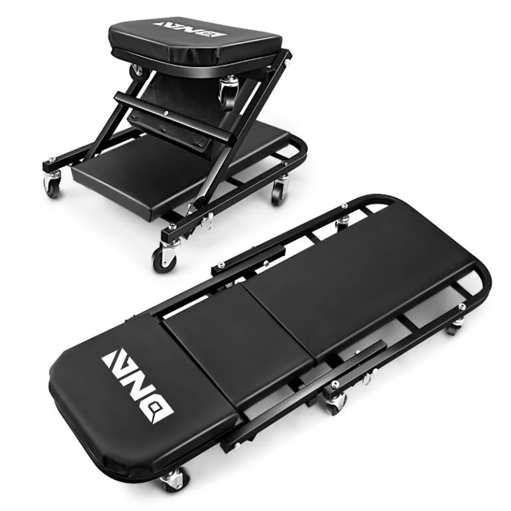 Foldable Garage Creeper Seat 2-In-1 300Lbs Capacity For Mechanics