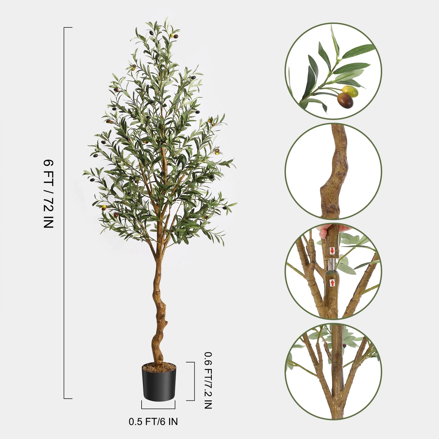 HiMISS Artificial Olive Tree In Pot For Home Room Decor
