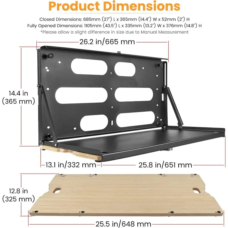 Drop Down Tailgate Table For Jeep Wrangler Rear Door Foldable