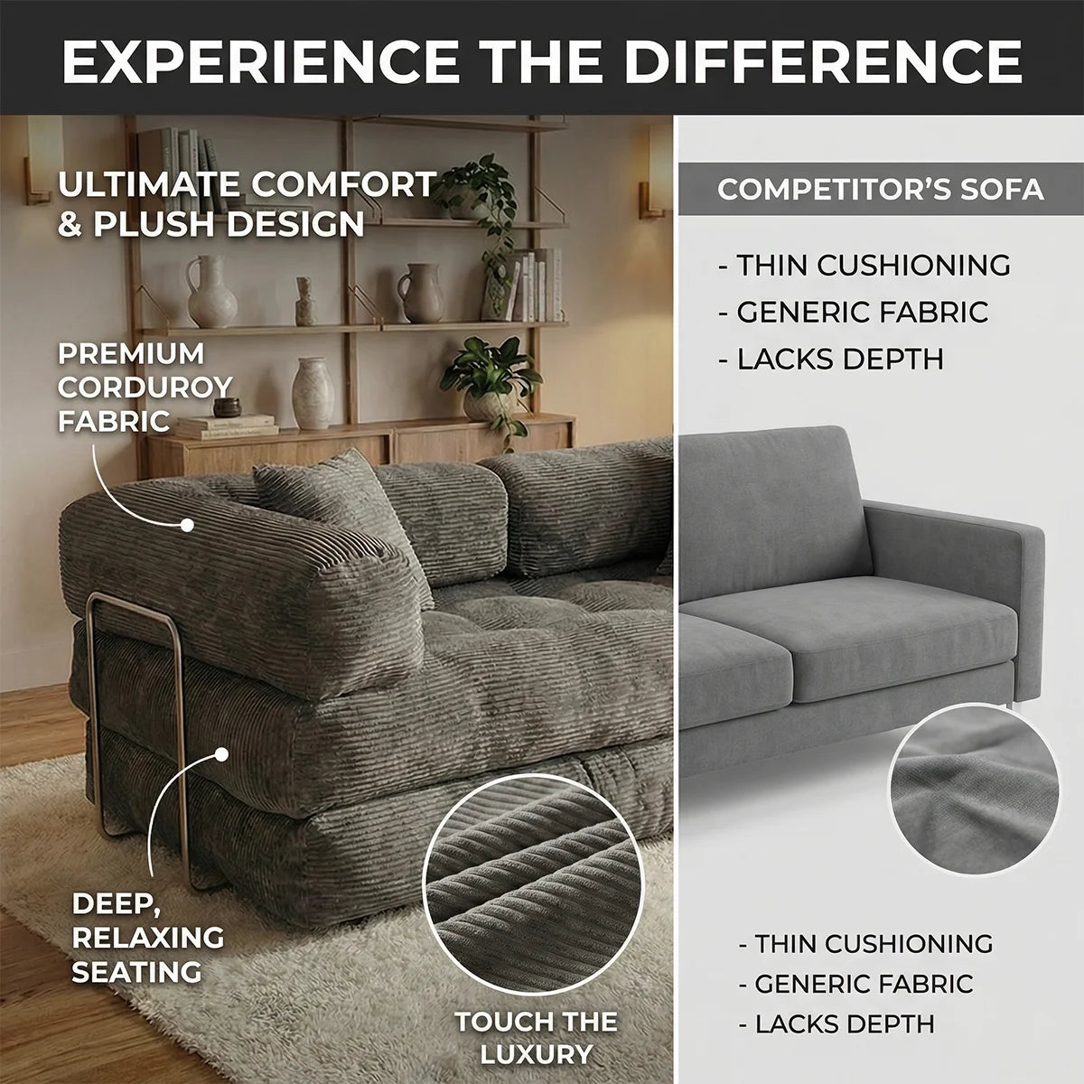 YQzyphyna Cozy Cloud Modular Sofa Bed For Living Room