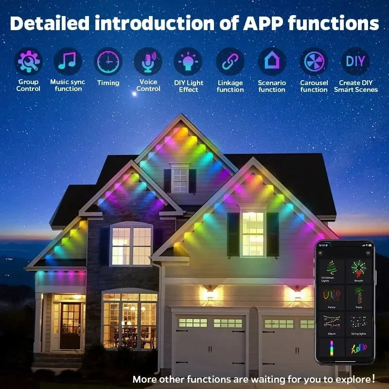 MIMIRGB Eaves Outdoor LED String Lights With App Control