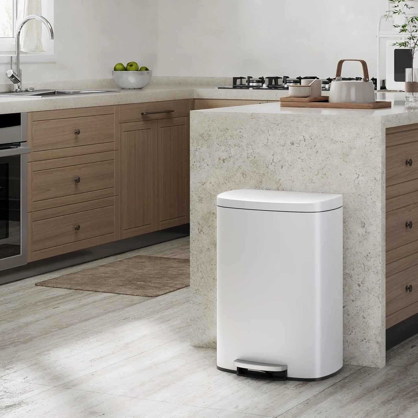 TWISTER.CK Durable Step On Stainless Steel Kitchen Trash Can Set