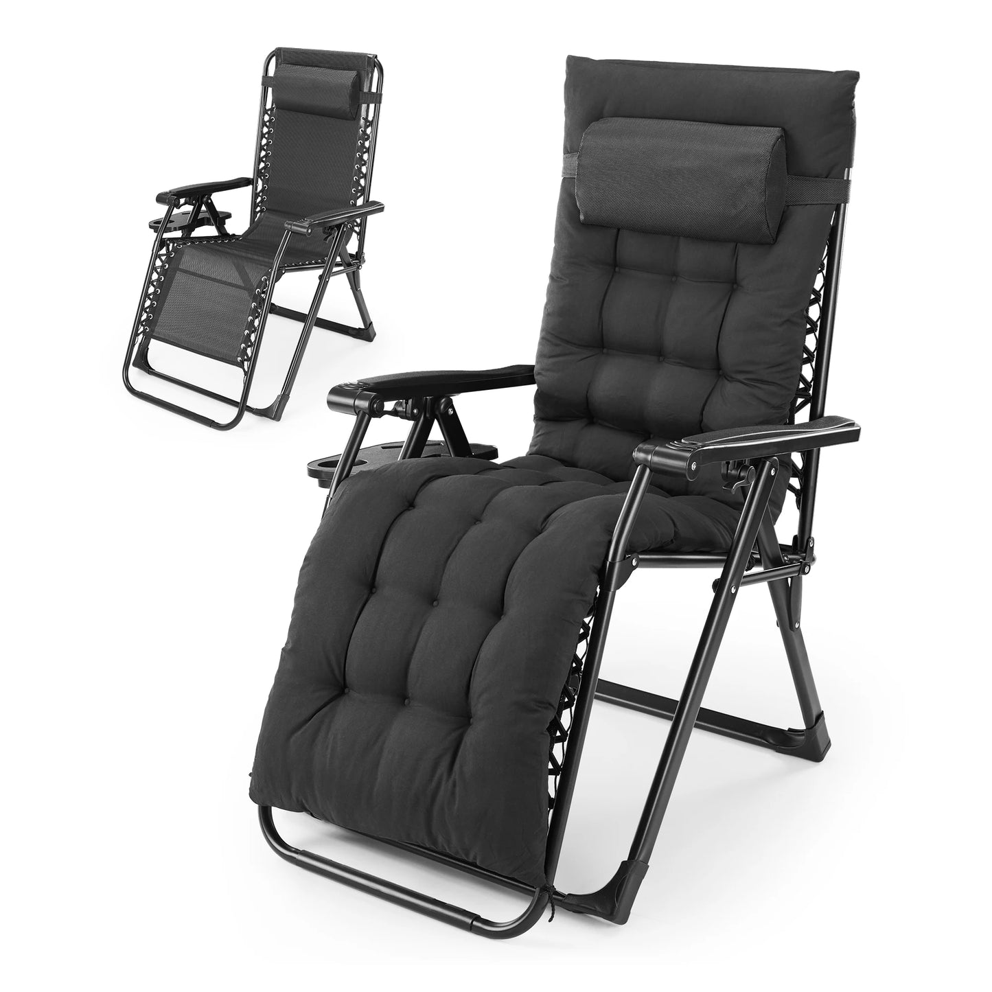JHK Zero Gravity Recliner Outdoor Patio Lounge Chair With Cupholder