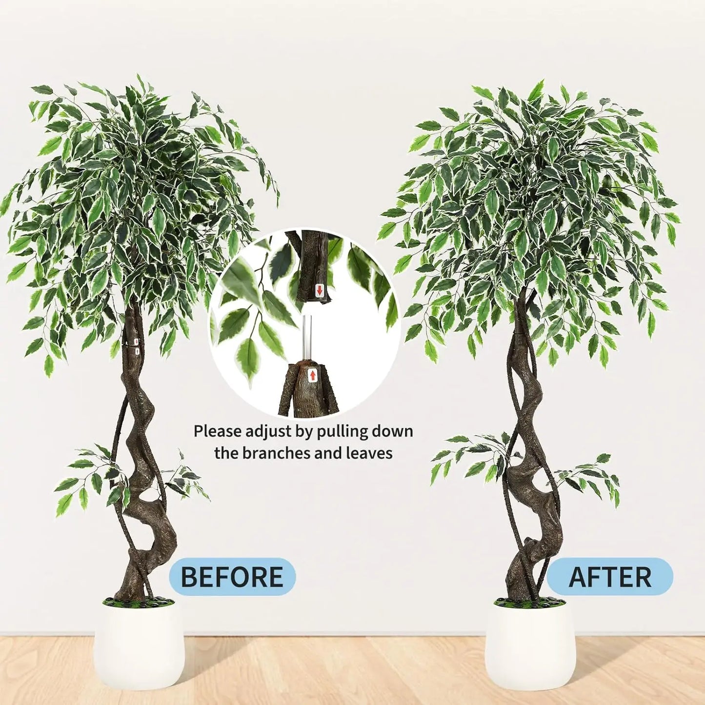 HiMISS Artificial Ficus Tree With Pebbles And Fake Moss Pot