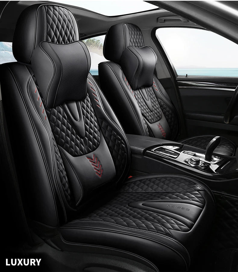 Universal Car Seat Covers Durable Synthetic Leather Front And Rear