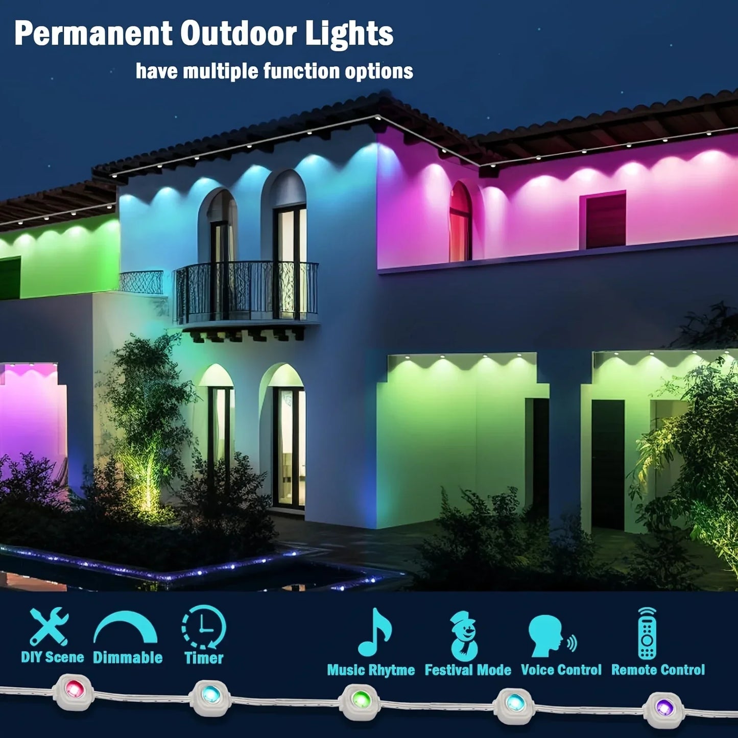 MIMIRGB Eaves Outdoor LED String Lights With App Control