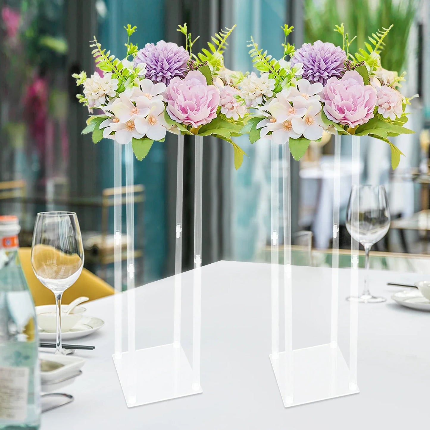 Clear Acrylic Flower Stand Geometric Centerpiece For Weddings