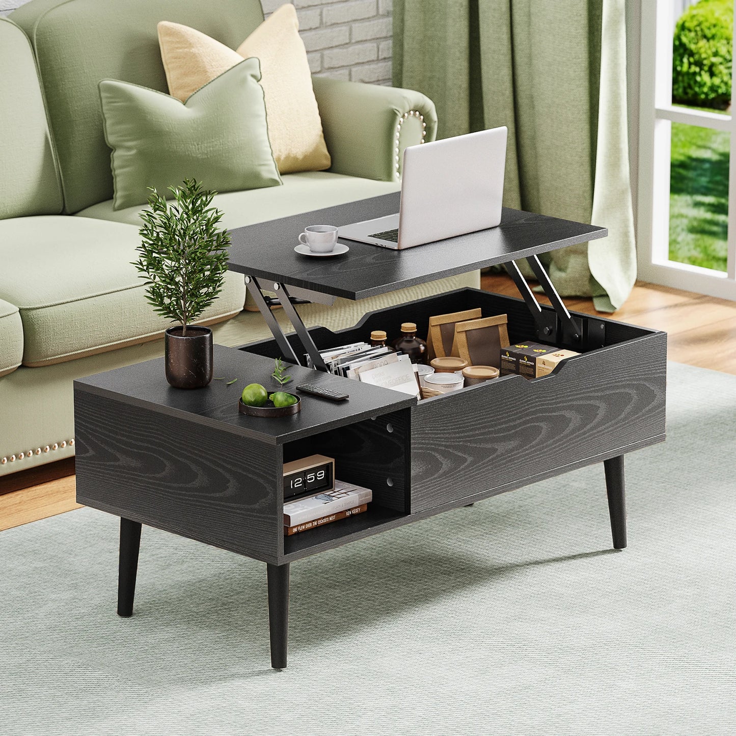JHK Lift Top Coffee Table Living Room With Adjustable Storage