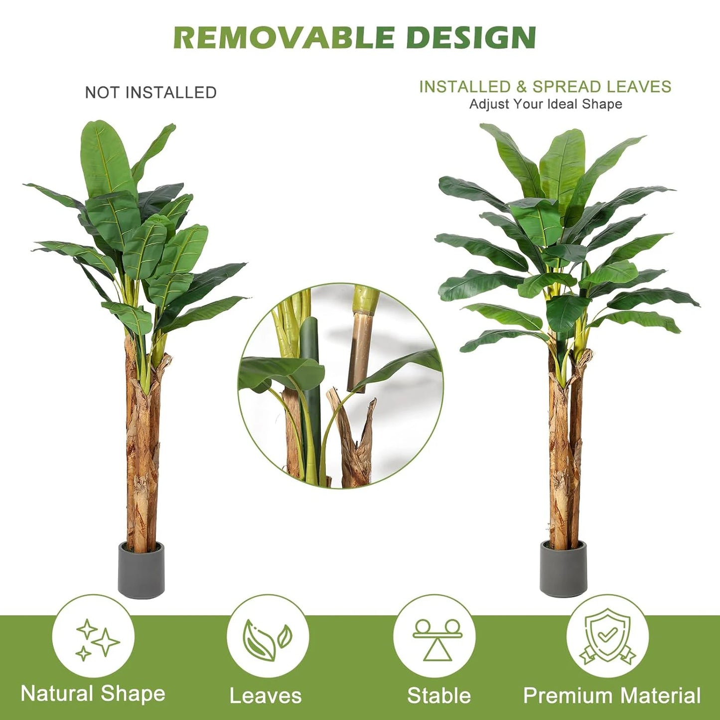 HiMISS Artificial Banana Tree With Planter For Home Decor