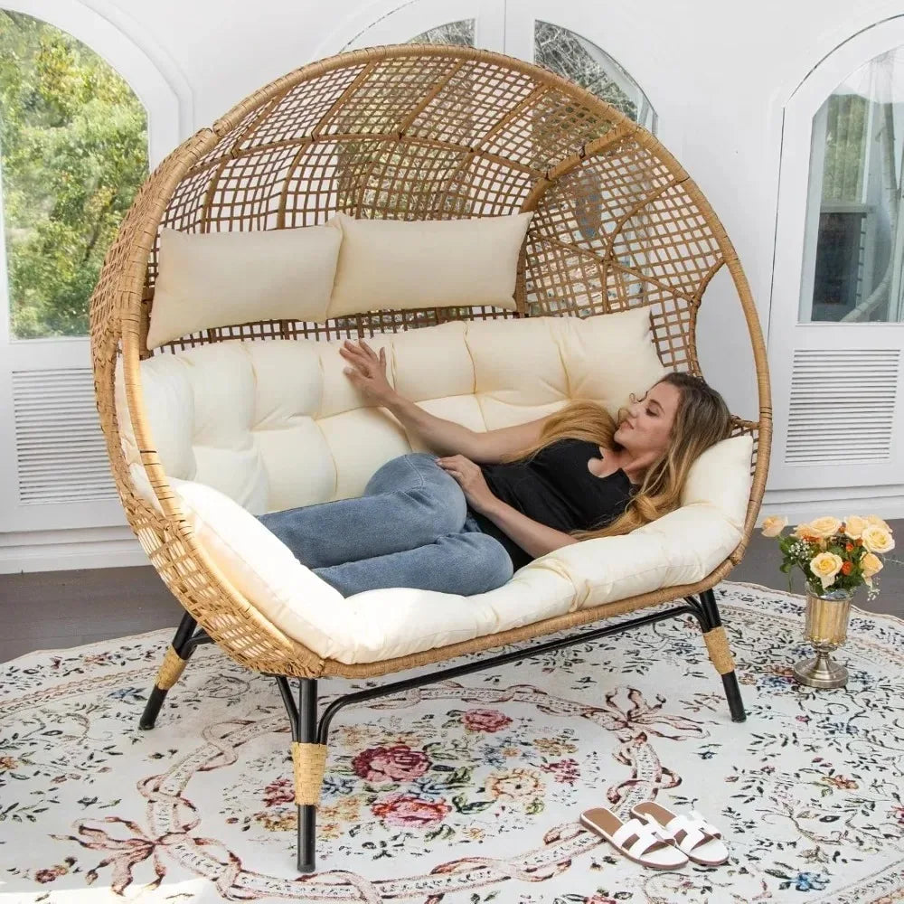 Egg Chair Outdoor Lounge For Two With Thick Padded Cushions