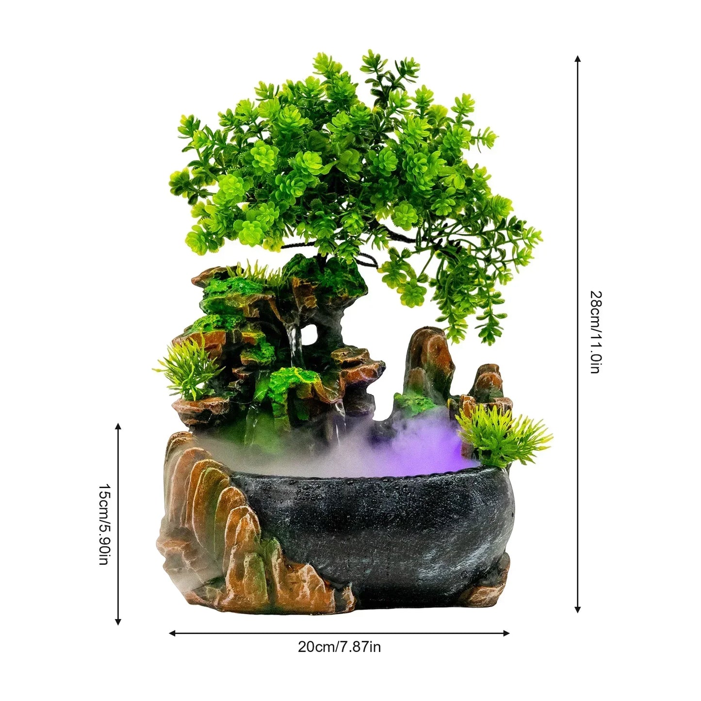 Tabletop Rockery Fountain Indoor Waterfall Bonsai Desktop Decor