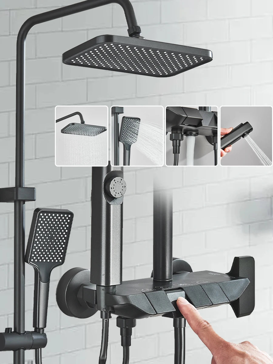 Onyzpily Shower Faucet Set With 4-Way Rainfall System