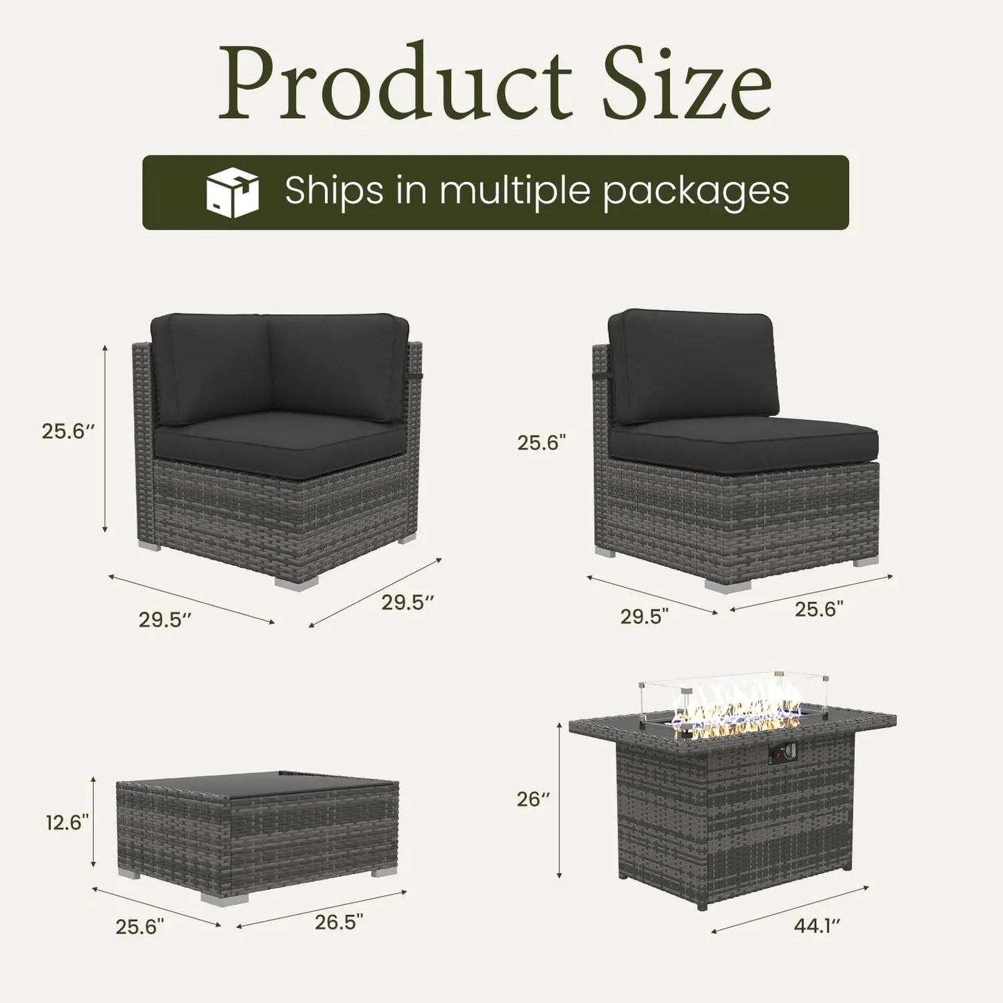 8 Piece Patio Furniture Set With Fire Pit Wicker Rattan