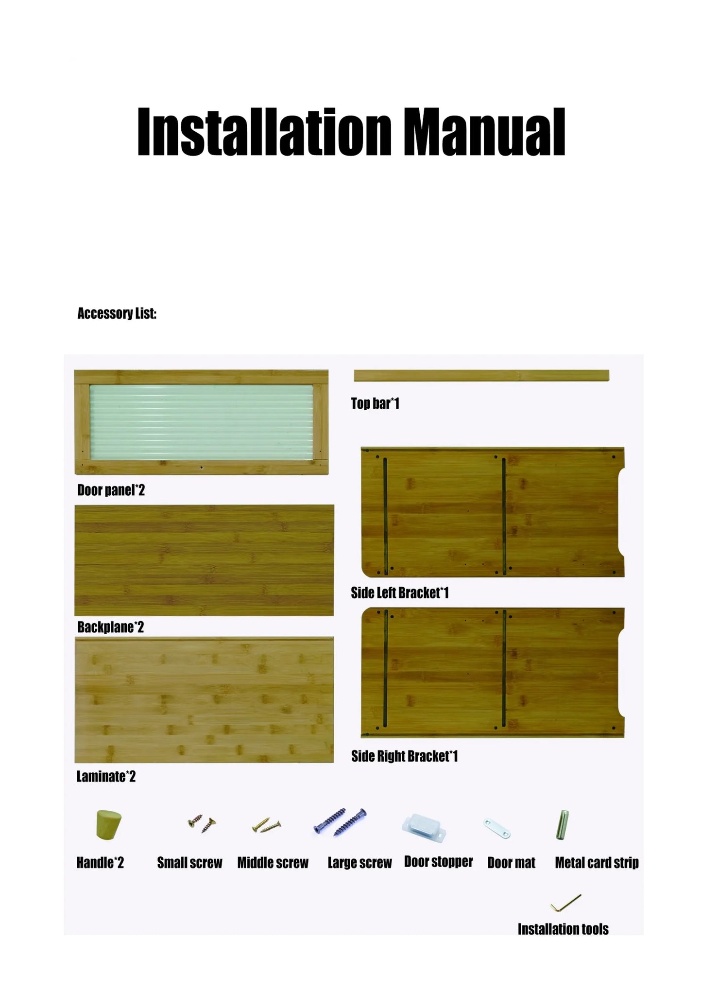 2-Tier Bamboo Kitchen Storage Cabinet With Clear Acrylic Sliding Doors
