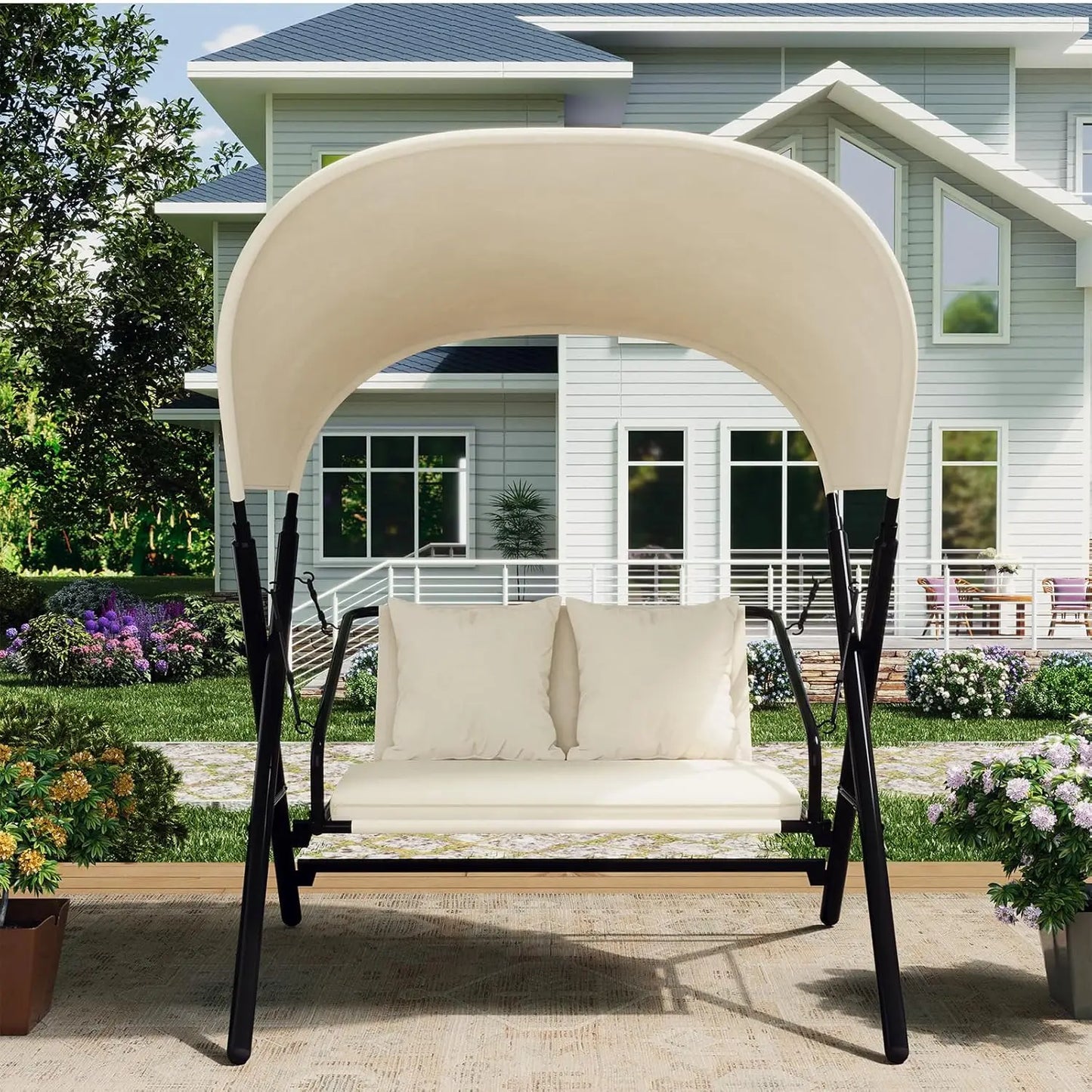 General Outdoor Porch Swing With Canopy 600LBS Capacity 2 Seats