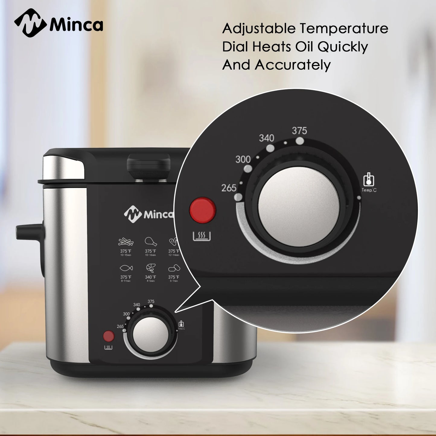 M Minca Electric Deep Fryer With Viewing Window Adjustable Temperature