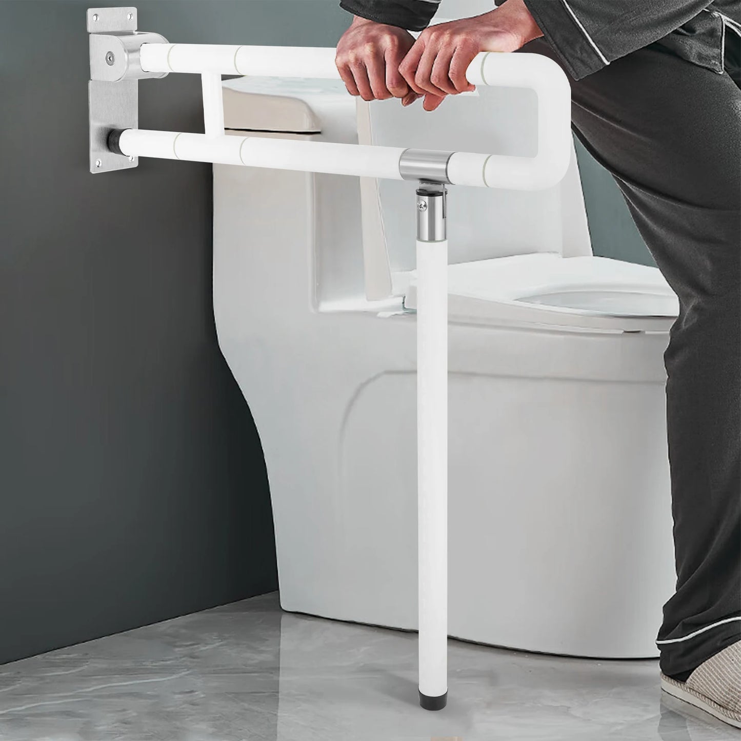 Foldable Bathroom Grab Bar Wall Mount Toilet Aid Handle