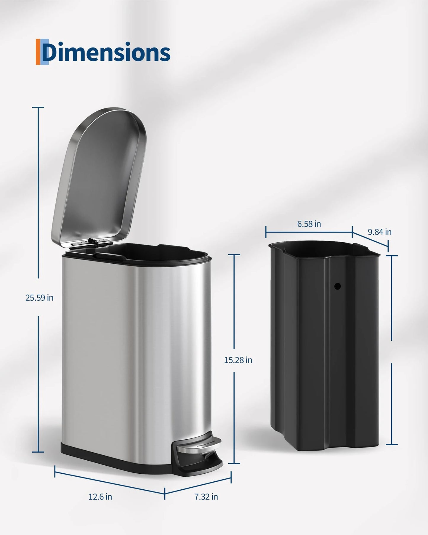 TWISTER.CK Durable Step On Stainless Steel Kitchen Trash Can Set