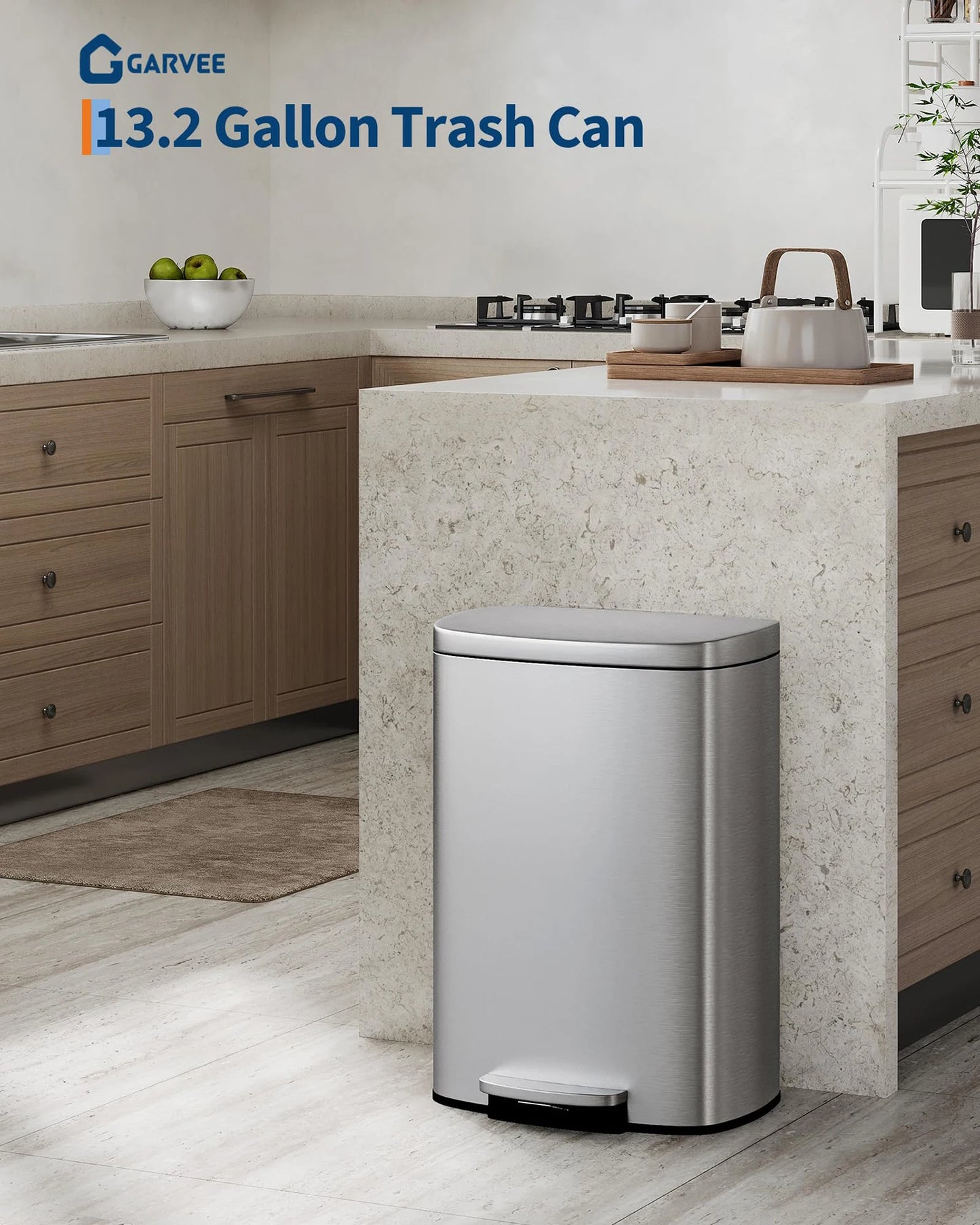 TWISTER.CK Durable Step On Stainless Steel Kitchen Trash Can Set