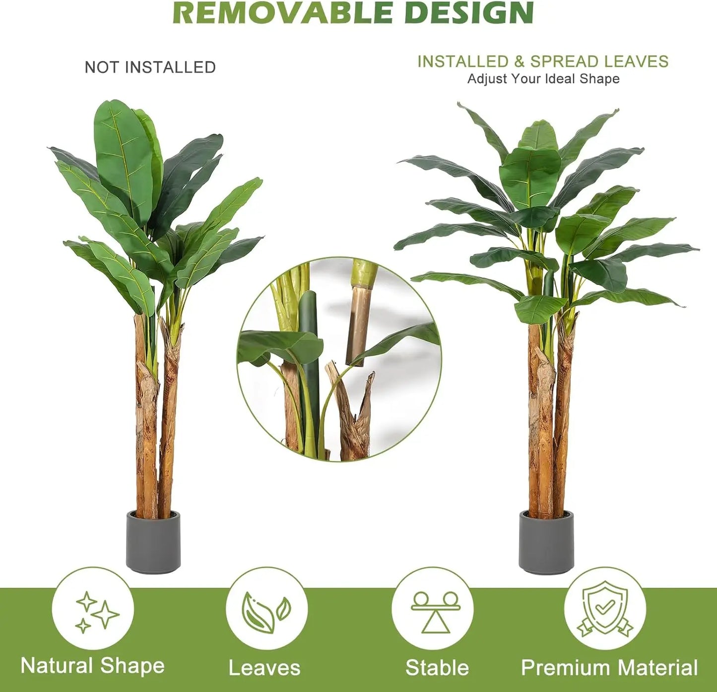 HiMISS Artificial Banana Tree In Planter For Home And Office Decor