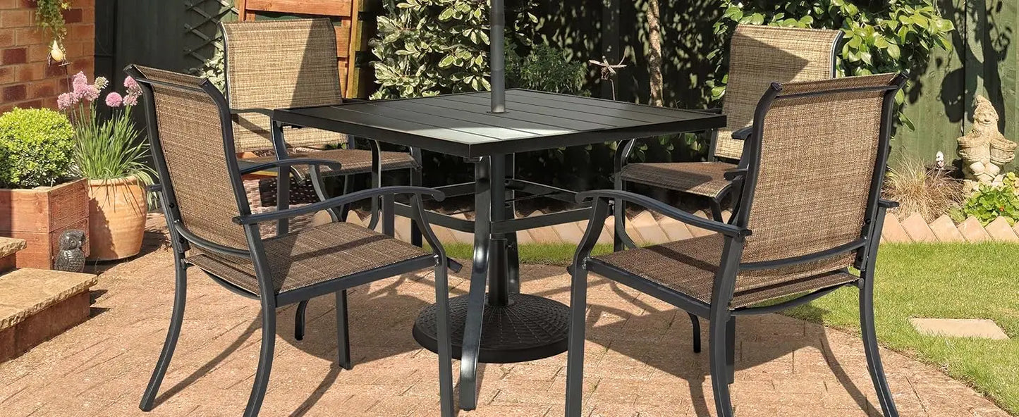 5Piece Patio Dining Set With Umbrella Hole Table And Chairs