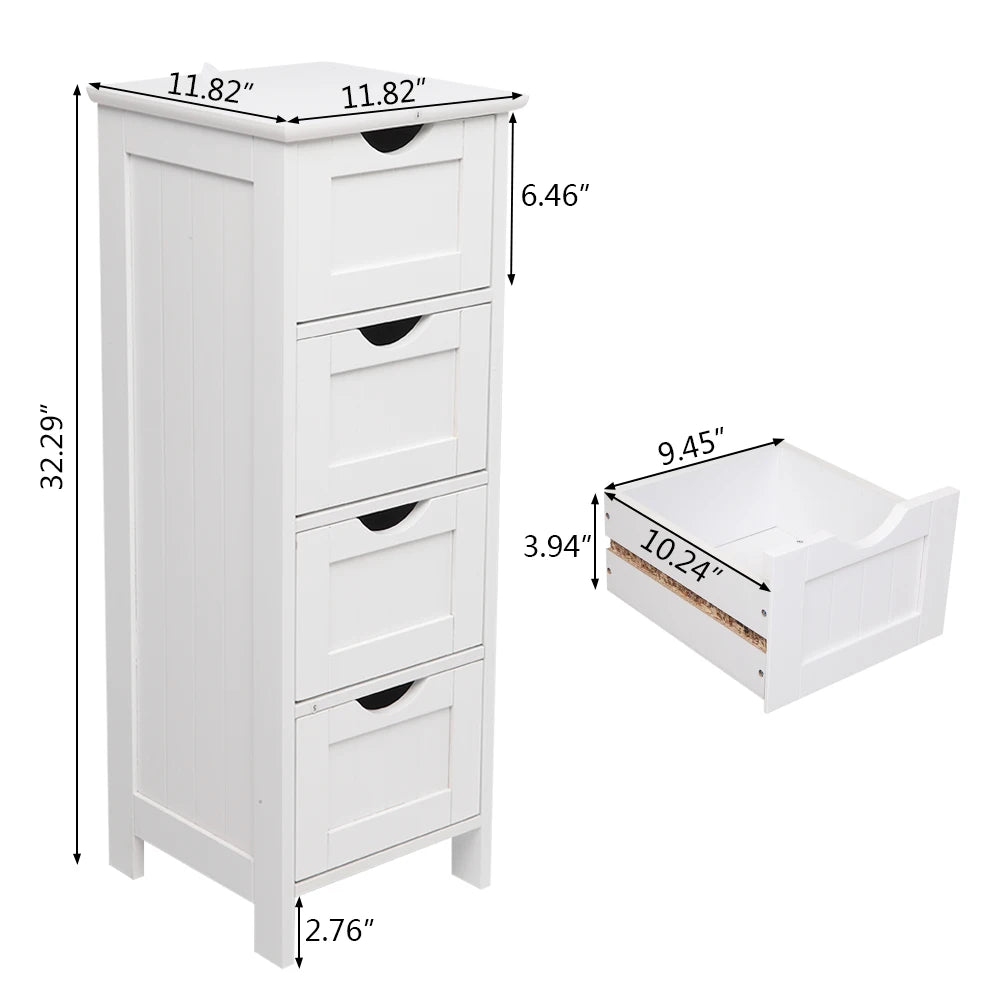 4 Drawers Storage Cabinet For Home And Bathroom Organization