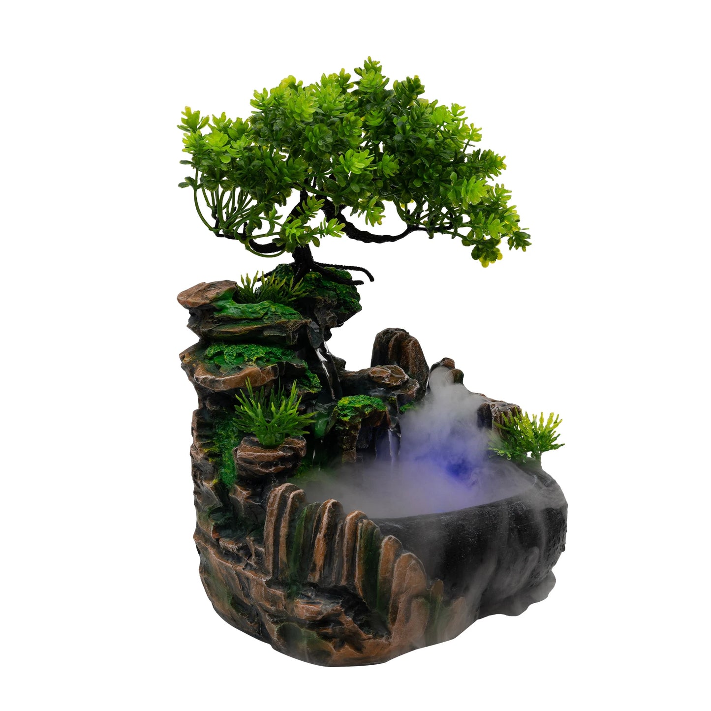 Indoor Tabletop Waterfall Fountain With LED Lights And Atomizer