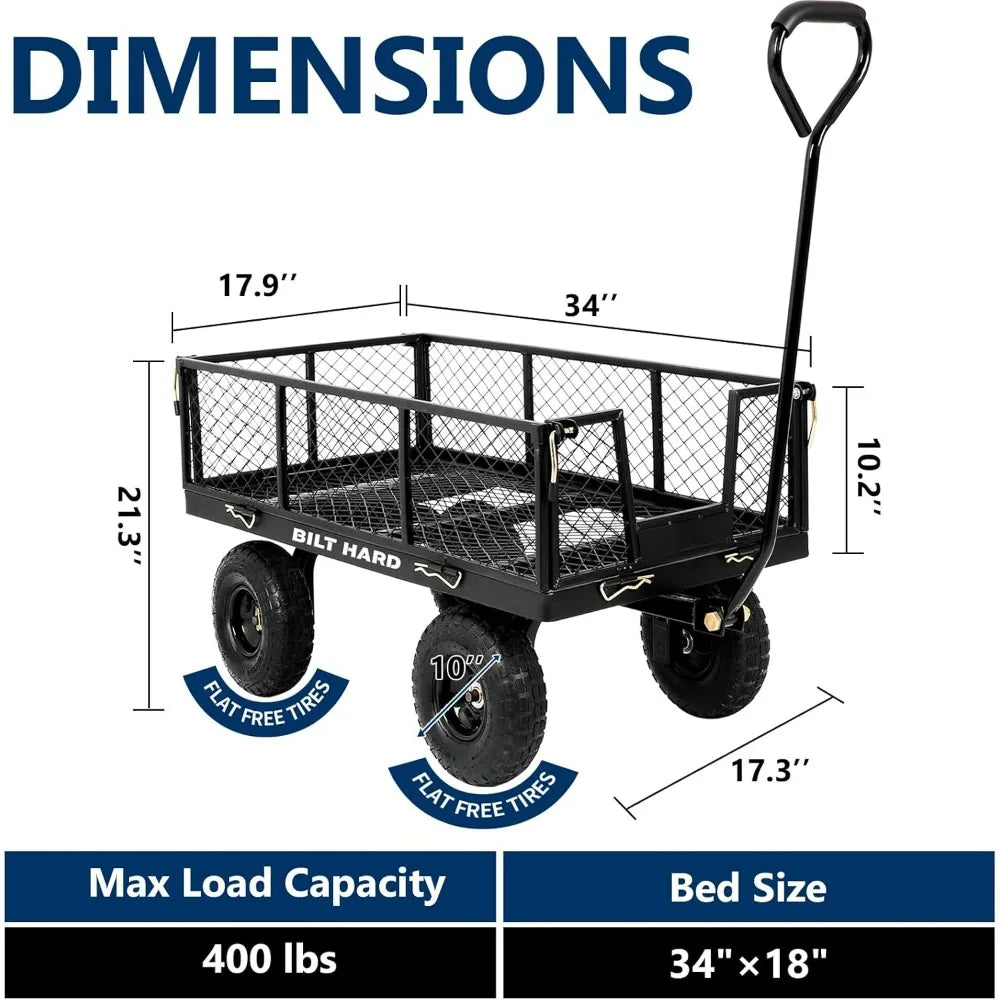 Bilt Hard 400 Lb Flat Free Tire Steel Garden CartPro