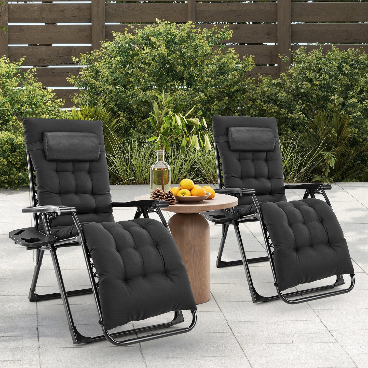 JHK Zero Gravity Recliner Outdoor Patio Lounge Chair With Cupholder