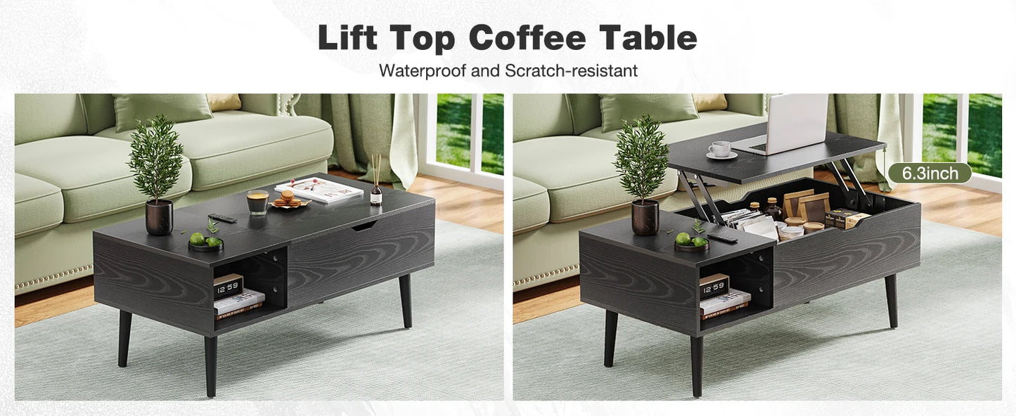 JHK Lift Top Coffee Table Living Room With Adjustable Storage