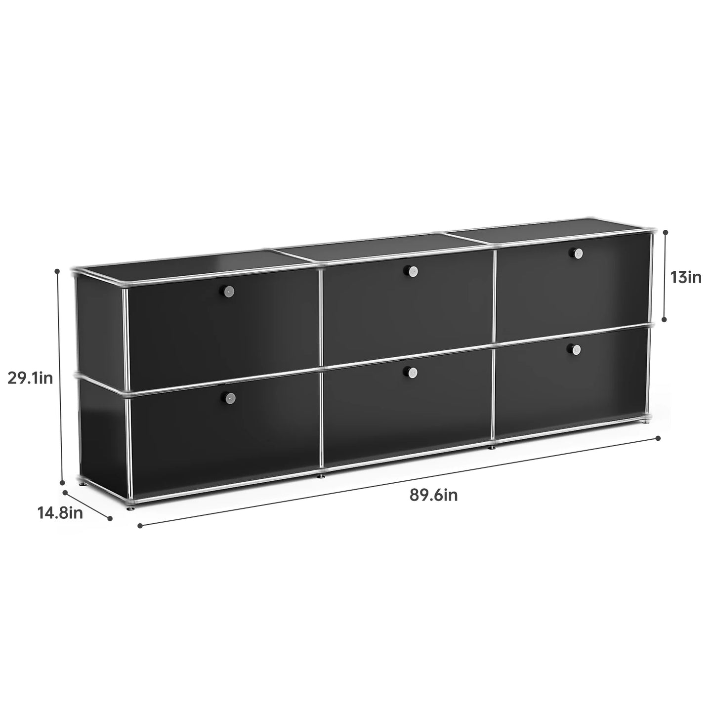 Stainless Steel Storage Cabinet Sideboard With Metal Shelves Living Room