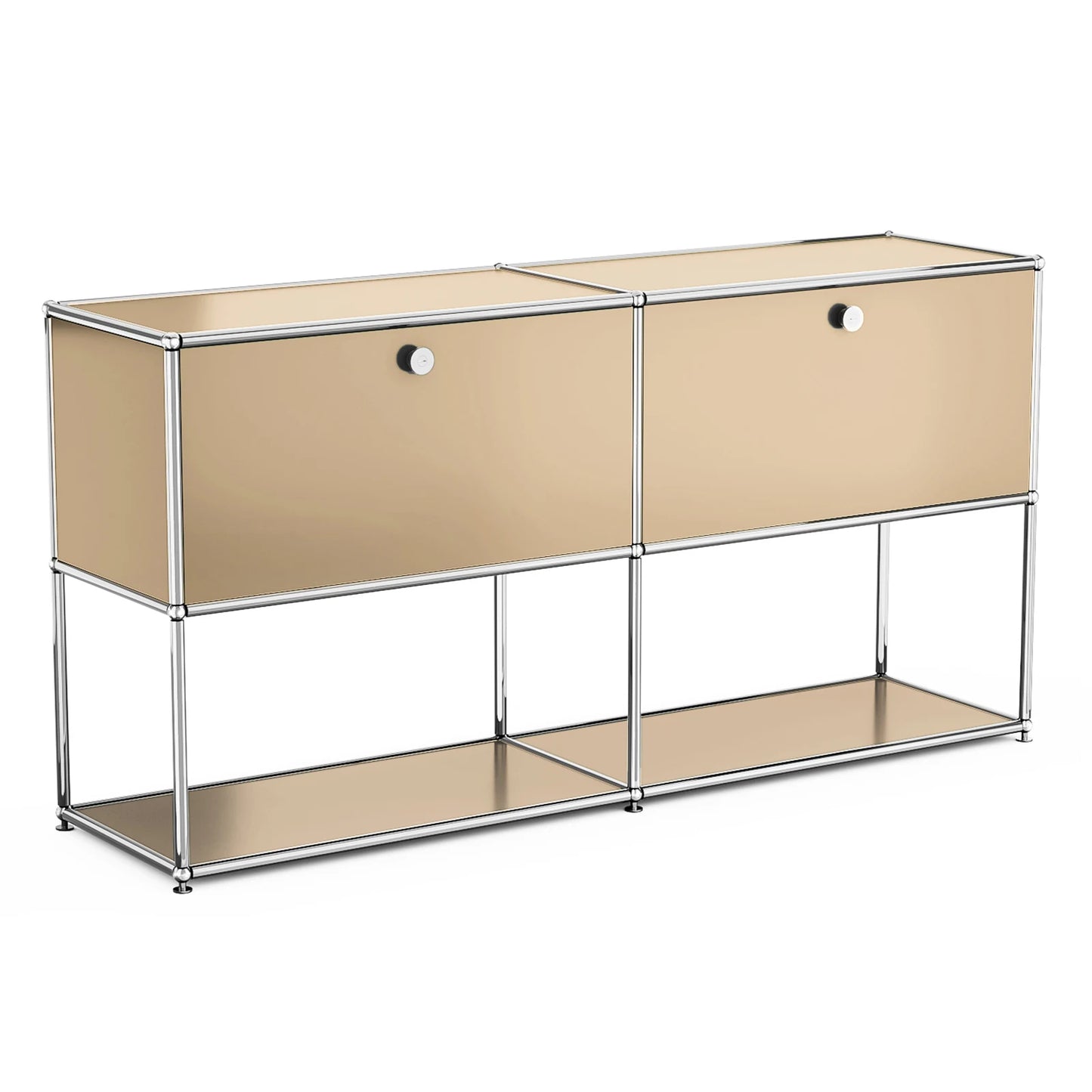 Stainless Steel Storage Cabinet Sideboard With Metal Shelves Living Room