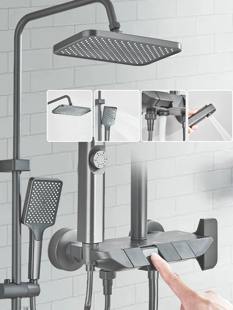 Onyzpily In Wall 4 Way Shower Faucet Set With Rainfall
