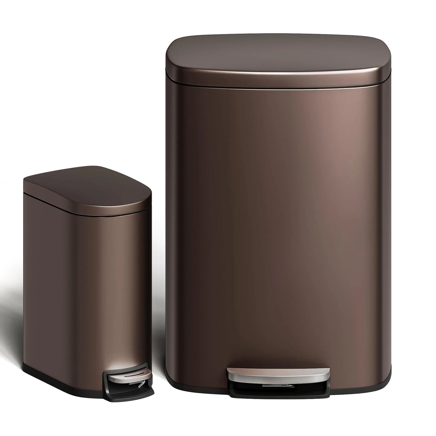 TWISTER.CK Durable Step On Stainless Steel Kitchen Trash Can Set