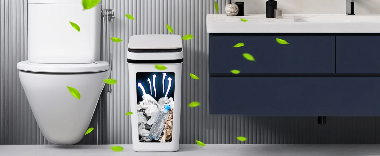Two Pack Touchless Motion Sensor Trash Cans With Slim Lid