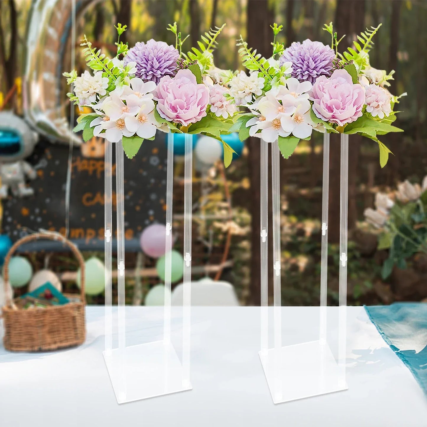Clear Acrylic Flower Stand Geometric Centerpiece For Weddings