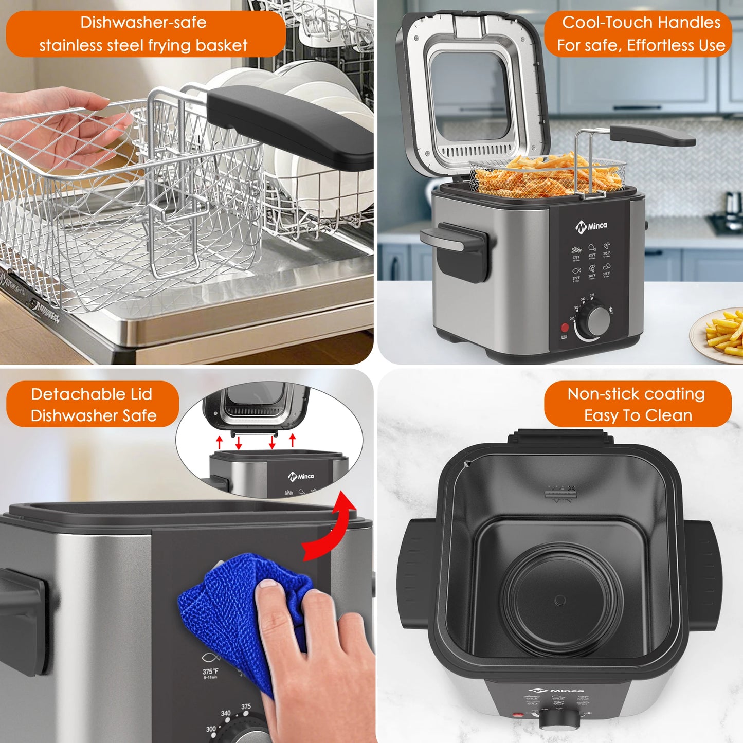 M Minca Electric Deep Fryer With Viewing Window Adjustable Temperature