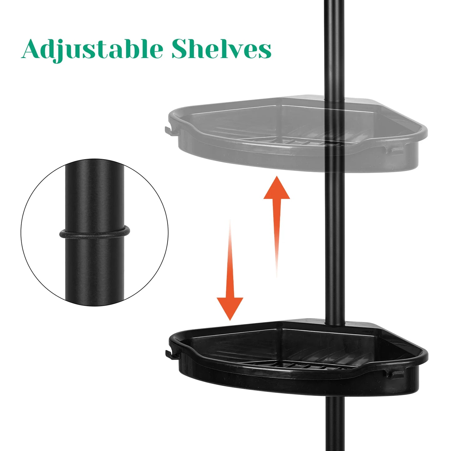 HiMISS Corner Shower Caddy With Tension Pole 4 Tier Organizer