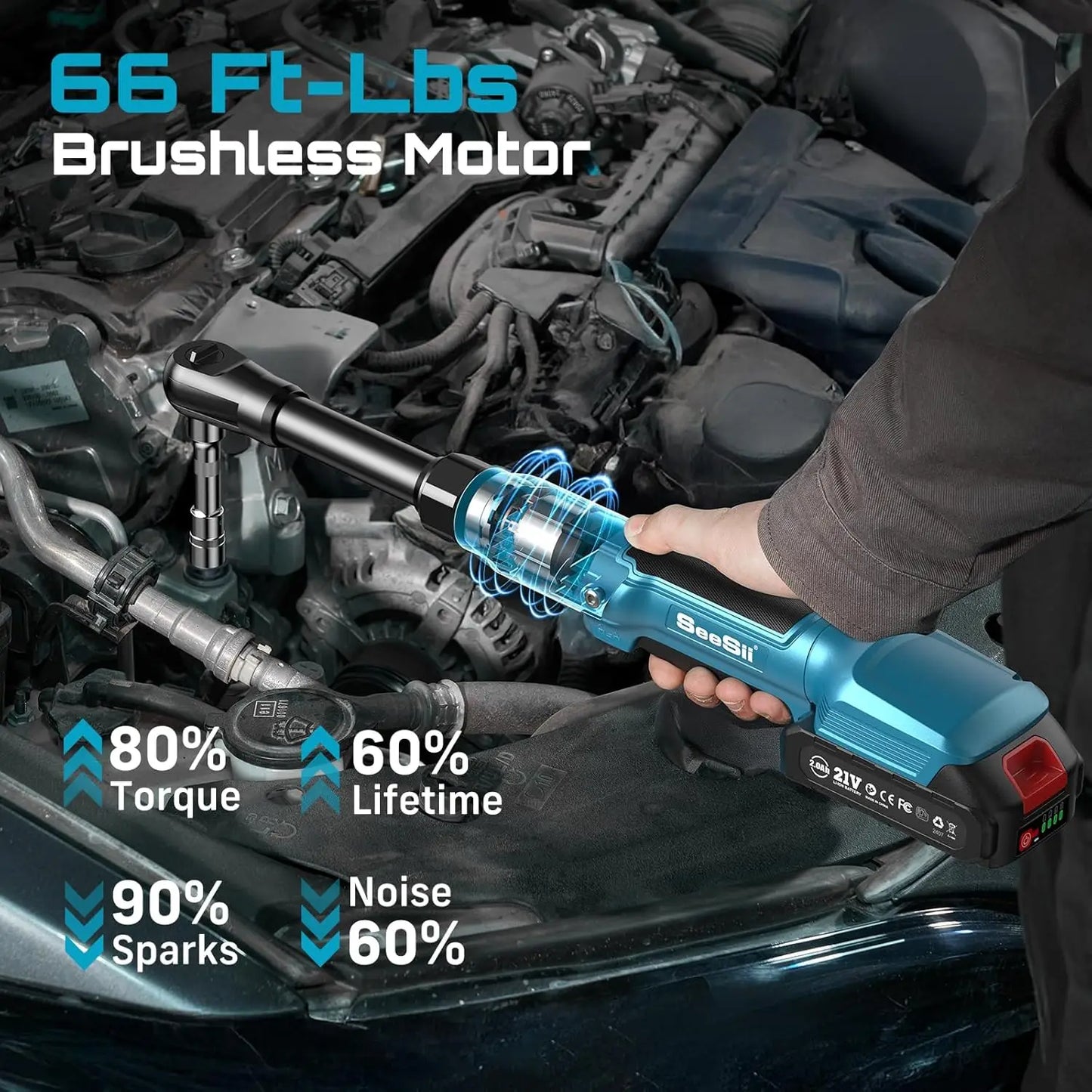 Seesii Cordless Electric Ratchet Wrench Brushless Motor Kit