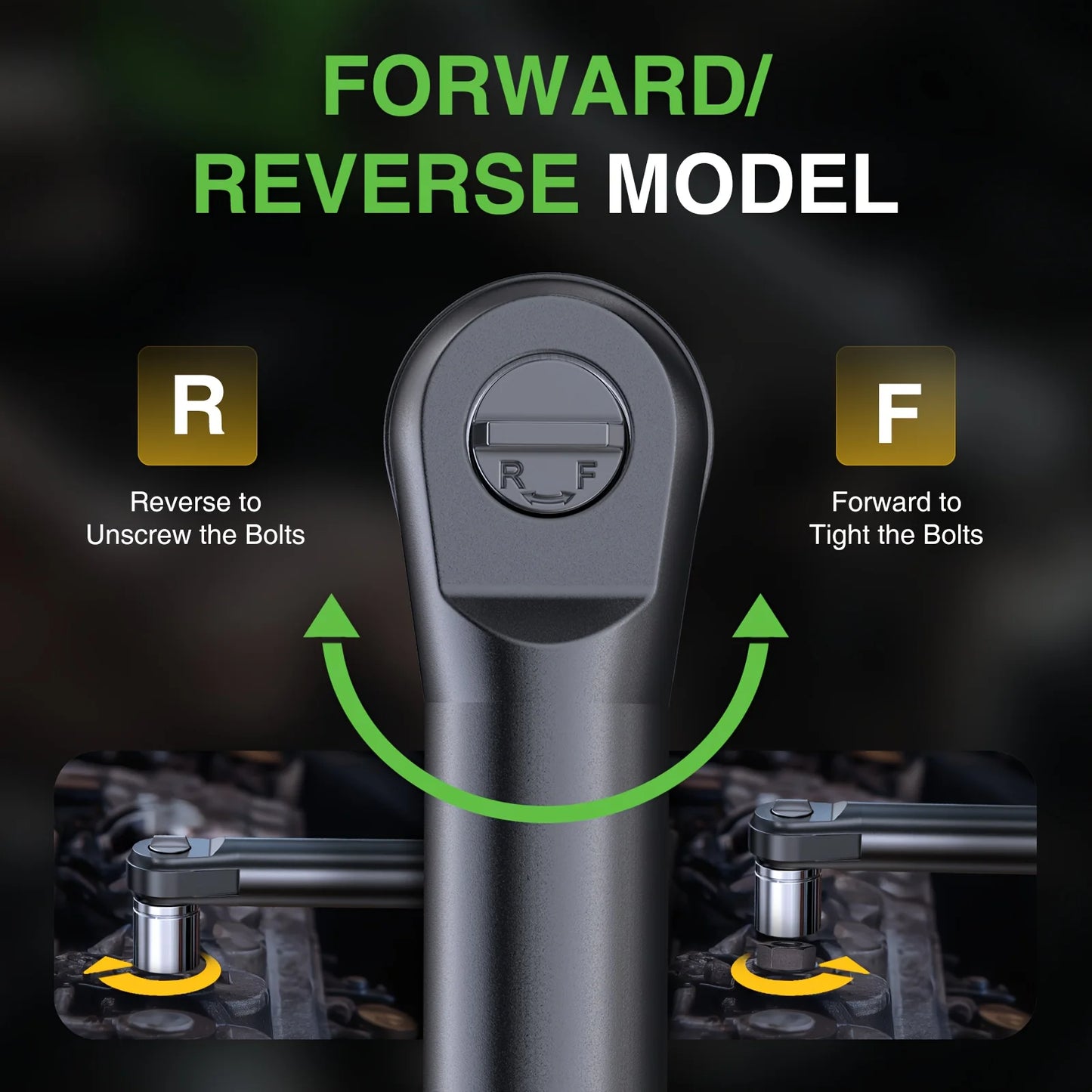 Extended Cordless Ratchet Wrench With Three Eighth Inch Driver For Cars