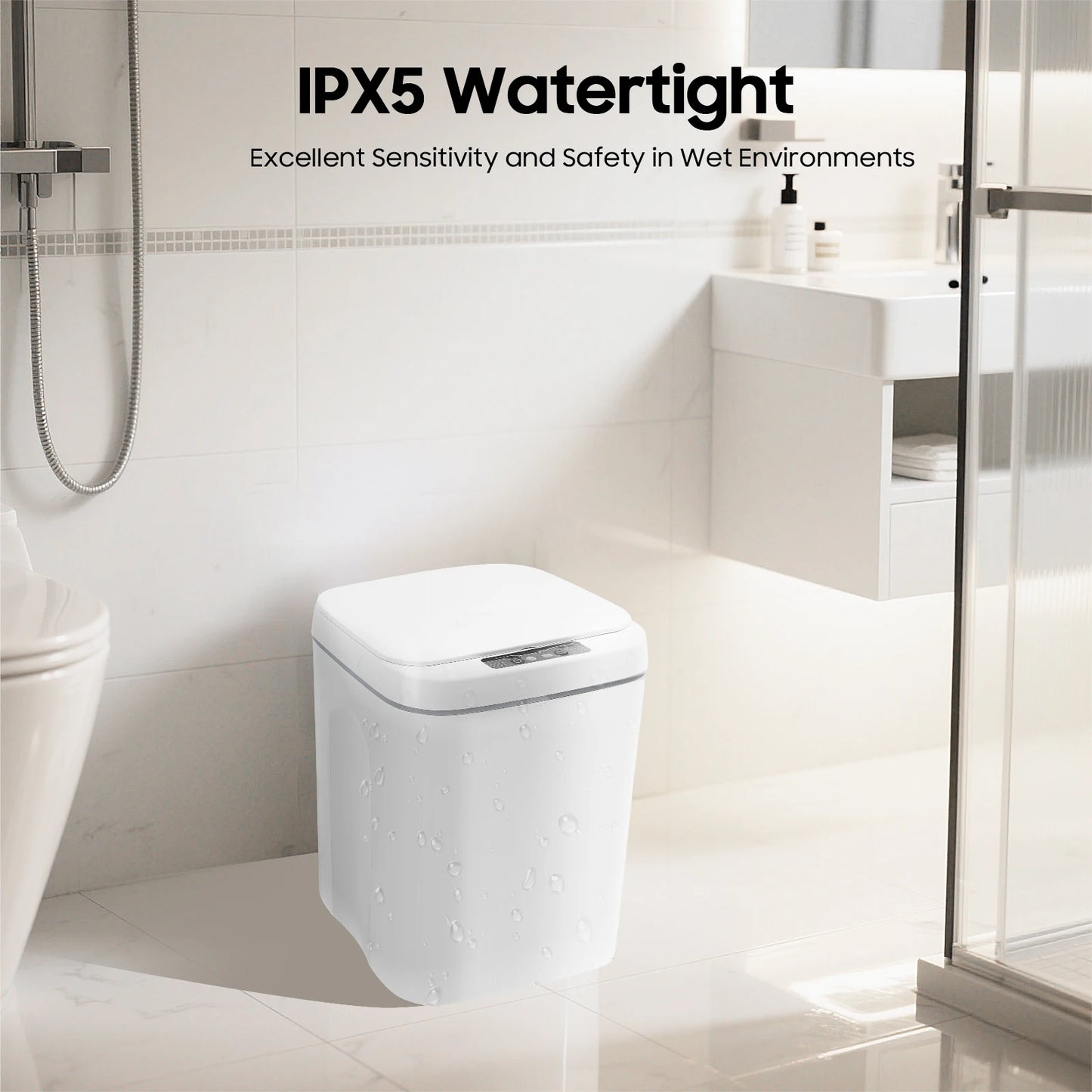 Bymaocar Sensor Trash Can Touchless PP Waterproof IPX5 Waste Bin