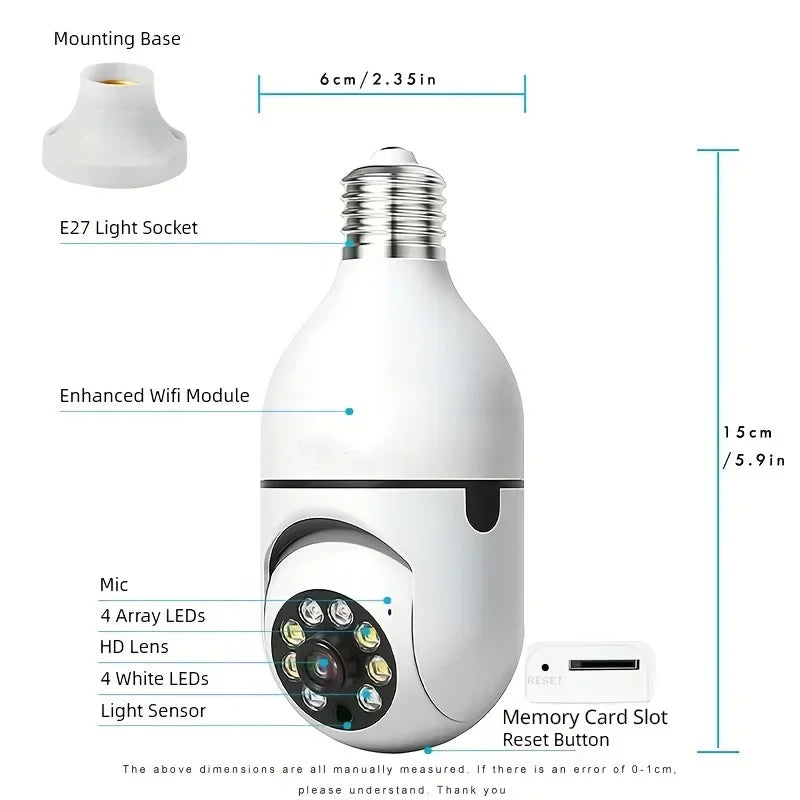 BoyKeep Outdoor Security Camera Wireless 5GHz 360 Degree E27 Socket