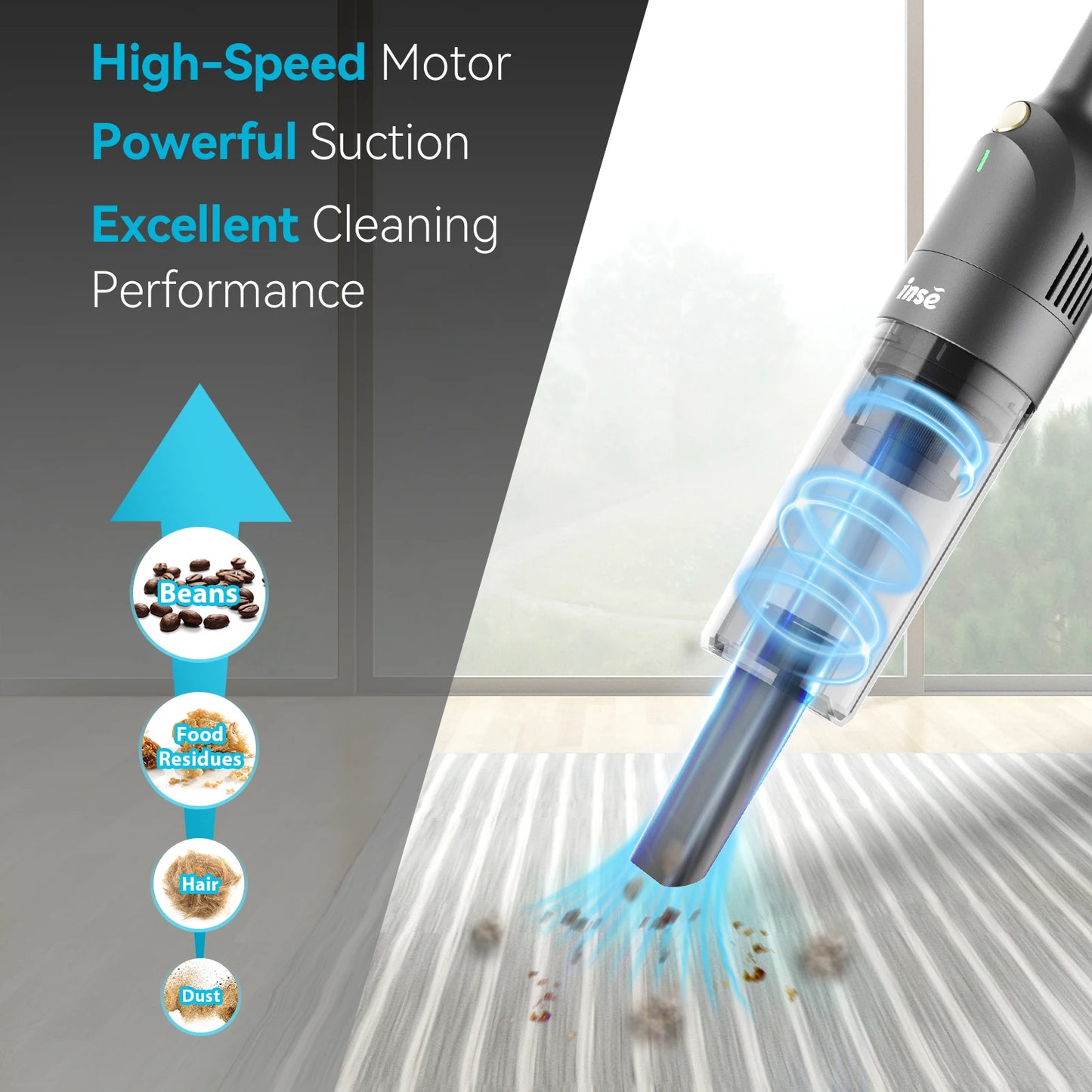 INSE H1 Portable Car Vacuum Cleaner With Two Modes, Wireless