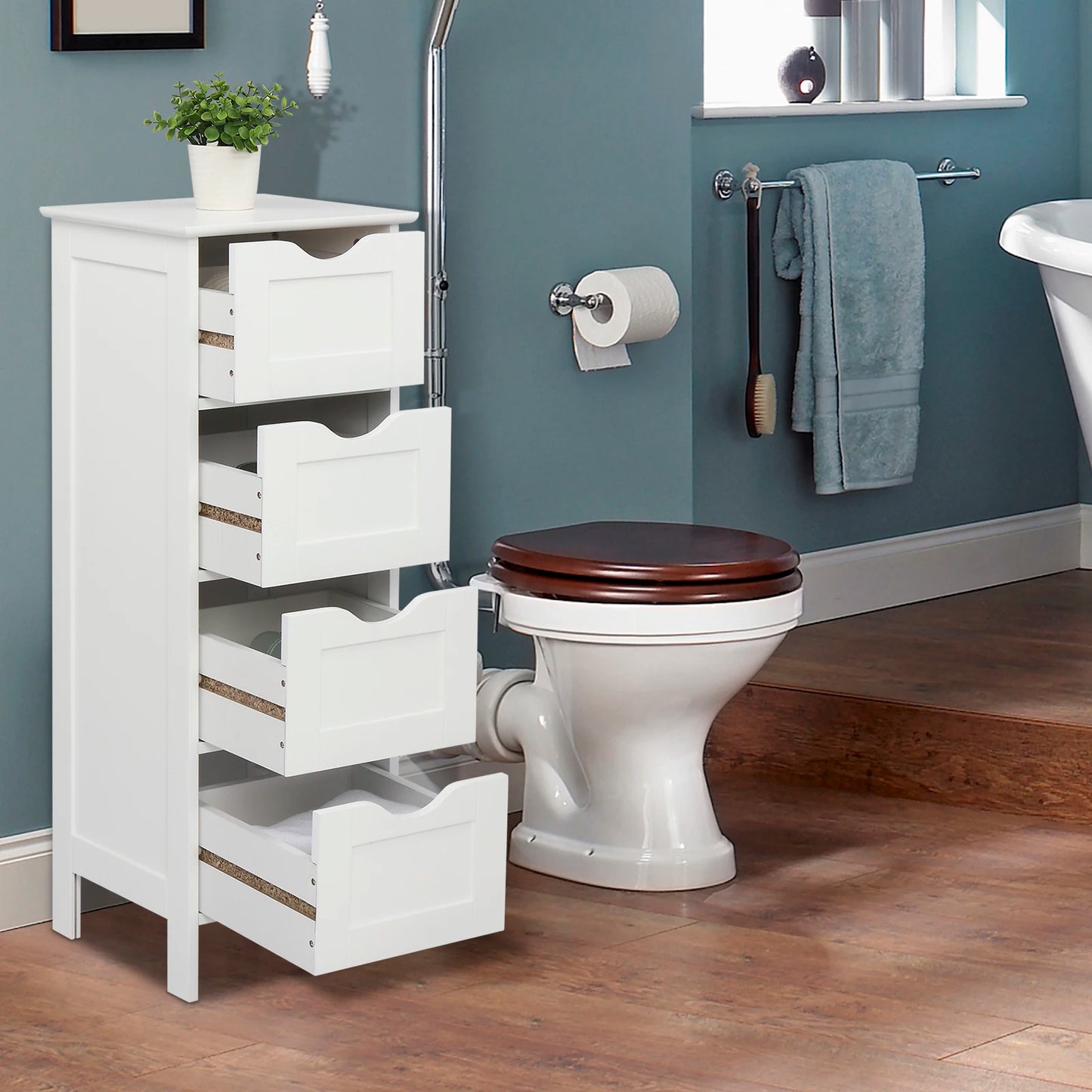 4 Drawers Storage Cabinet For Home And Bathroom Organization