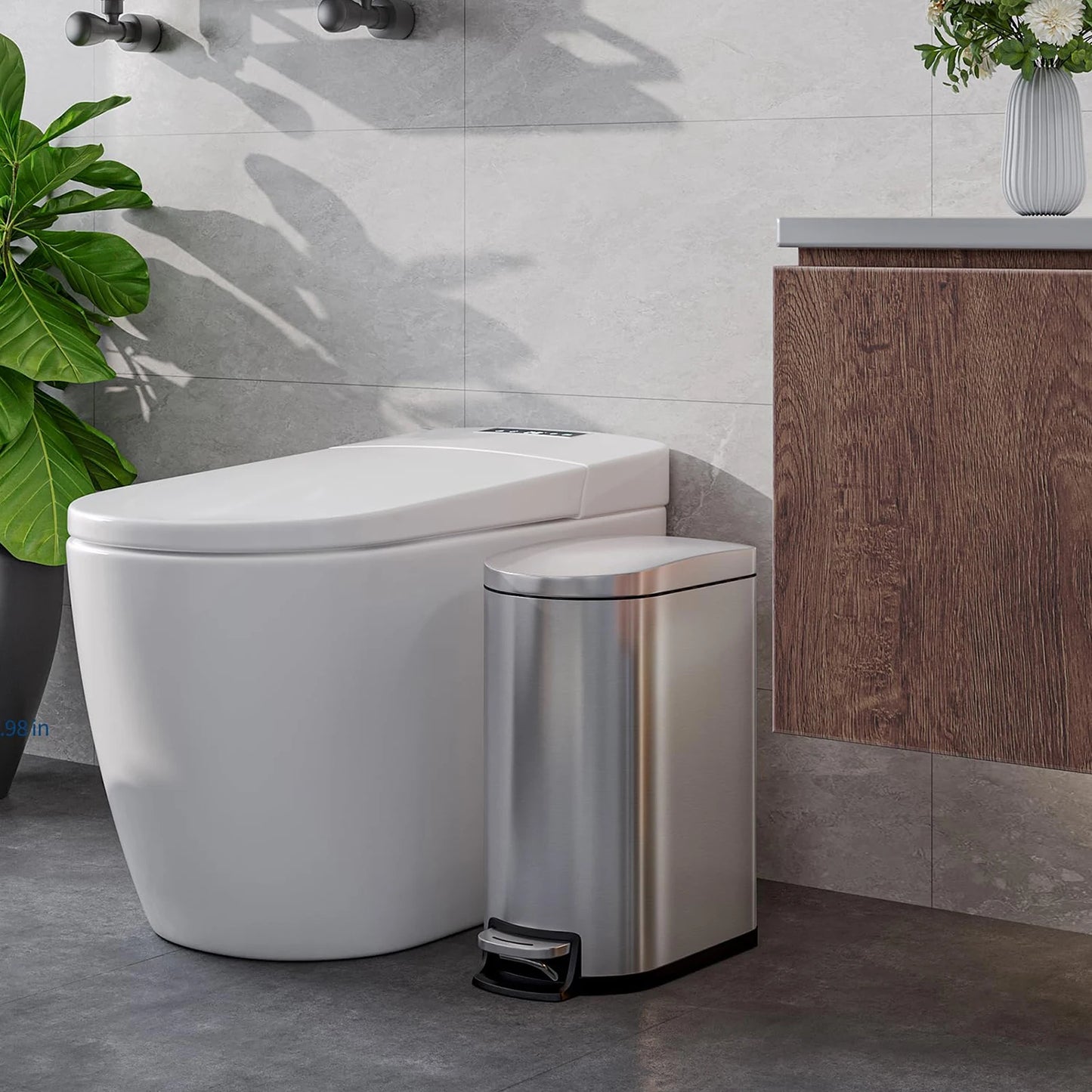 TWISTER.CK Durable Step On Stainless Steel Kitchen Trash Can Set